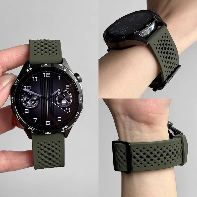 Suitable for Huawei Watch4/Gt5 Xiaomi S4 Sports Breathable Perforated Style Pin Buckle Style Replaceable Silicone Strap Suitable for Huawei Watch4/Gt5 Xiaomi S4 Sports Breathable Perforated Style Pin Buckle Style Replaceable Silicone Strap