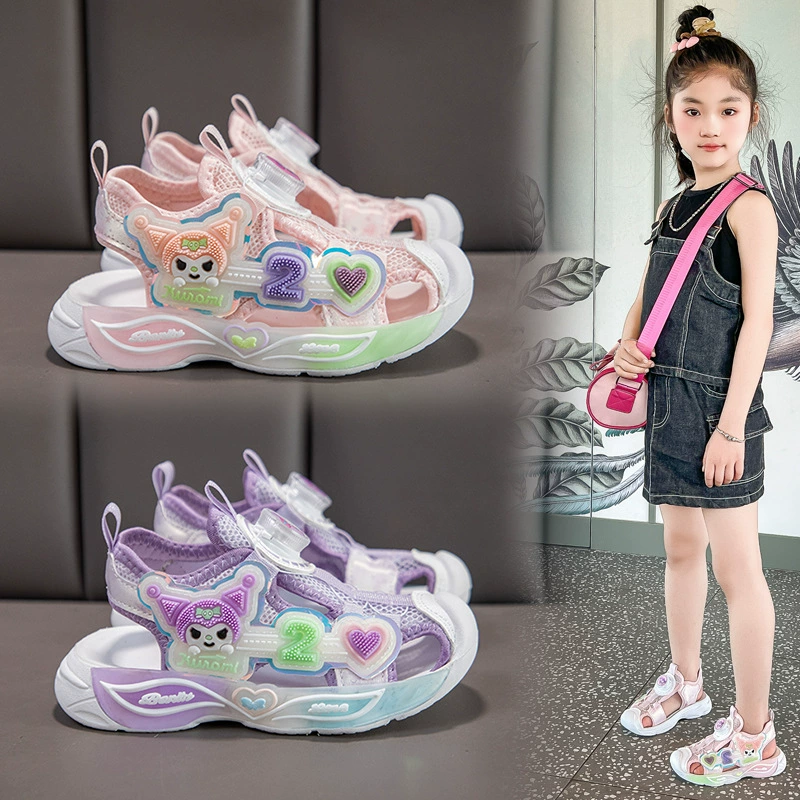 Детские сандалии Баотоу для девочек Пляжная обувь Летняя новая милая девушка обувь принцессы мультфильм мягкие подошвы спортивные сандалии