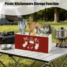 新款木质餐具收纳盒圣诞家具用品家居摆件刀叉储物盒实木筷子架