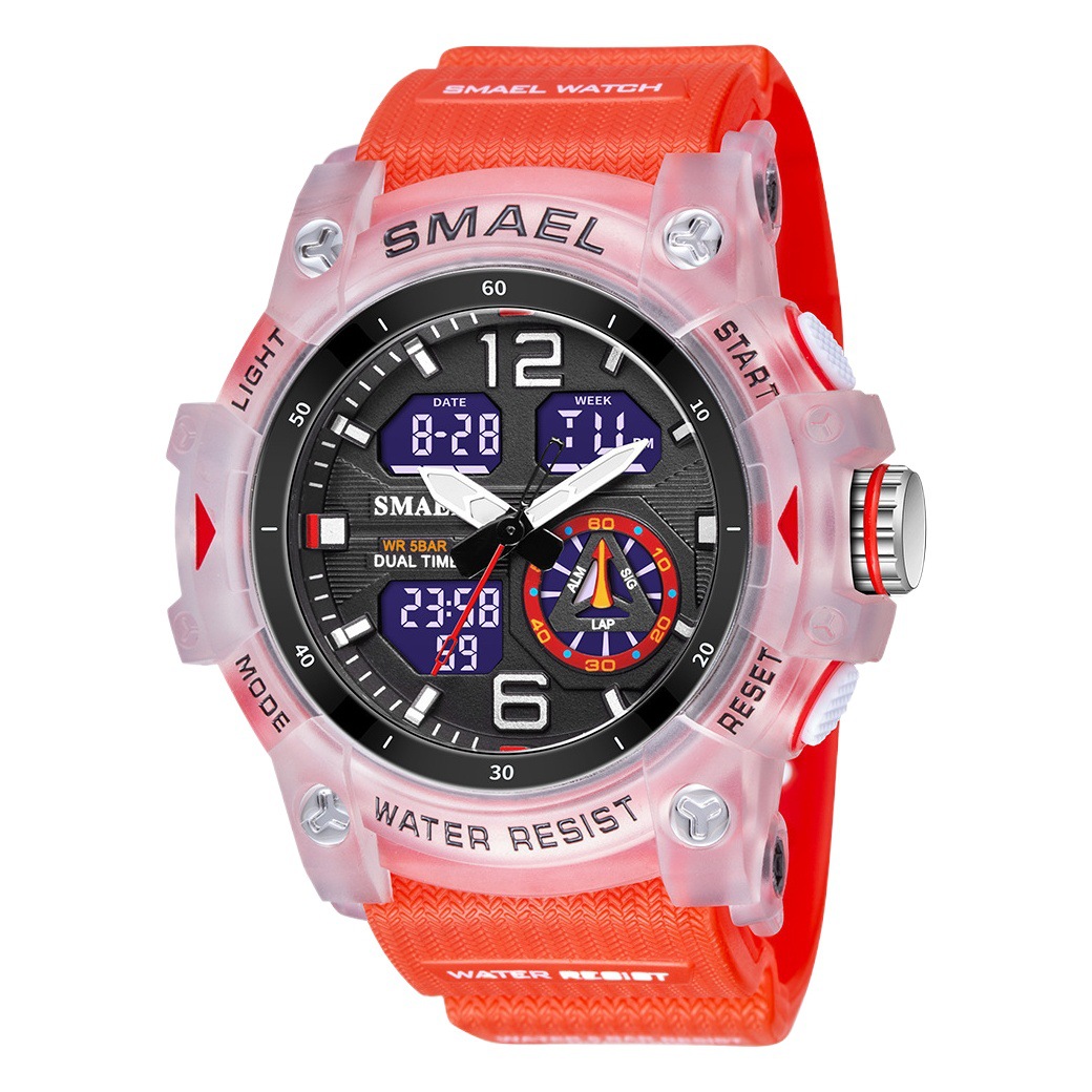 Smael Smair 8007 reloj de los hombres deportes al aire libre multifuncional reloj impermeable Correa transparente reloj electrónico