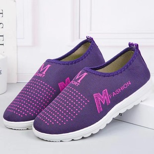 Spring and autumn old beijing cloth shoes mesh women's slip-on breathable walking shoes flat casual work mom shoes wholesale