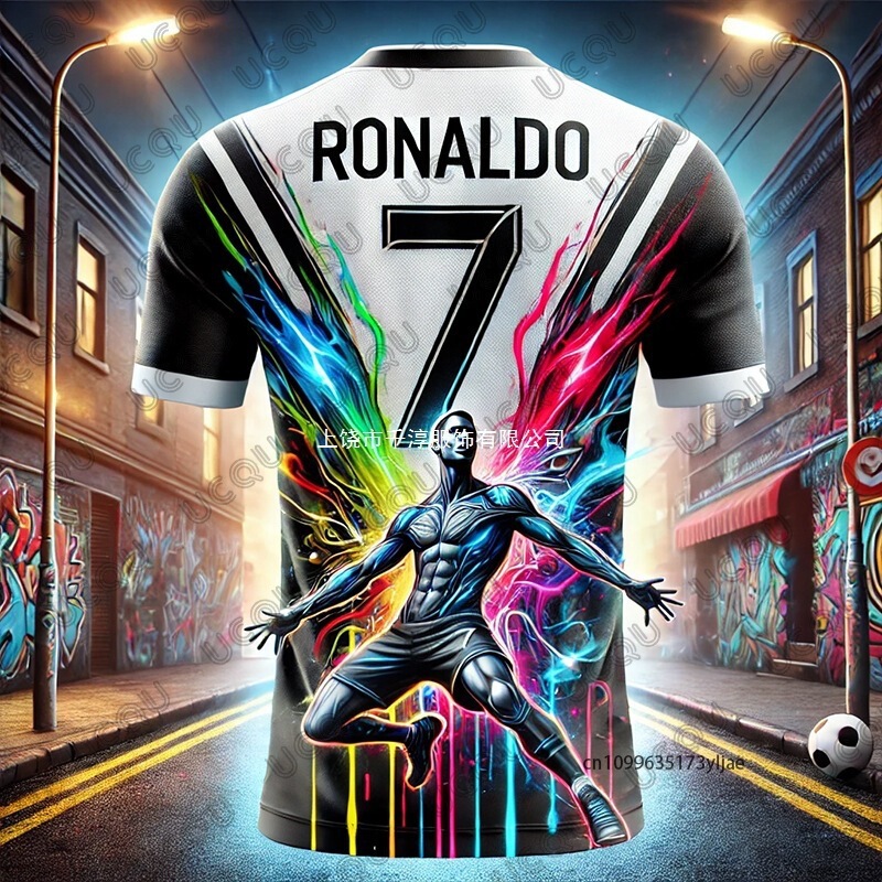 Newly Arrived Summer Graffiti Design Ronaldo # 7 Football Jerseys Men's Short-Sleeved Shirts Casual Sports Shirts Newly Arrived Summer Graffiti Design Ronaldo # 7 Football Jerseys Men's Short-Sleeved Shirts Casual Sports Shirts