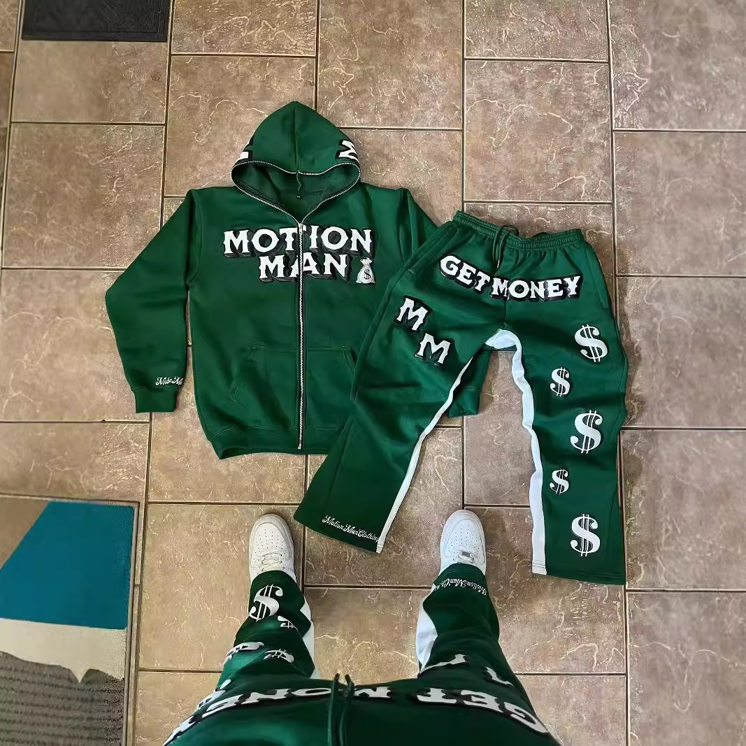 2024 New Letter Print Hoodie Jacket Hooded Top Harajuku American Street Style Hip Hop Set_voghion.com