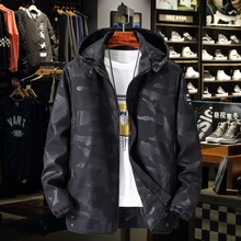 2025新春秋大码夹克男加肥大薄款风衣外套潮胖子大号迷彩360斤