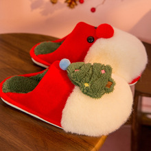 棉拖鞋女冬卡通聖誕可愛擼貓感毛絨居家室內保暖防滑情侶棉鞋男士