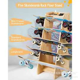 木质滑板车展示架五层活力板收纳架货架单板短板陈列架