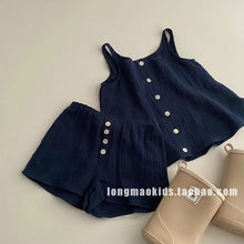 韩系女童套装夏季薄款吊带上衣短裤2022新款女宝宝夏装两件套0037