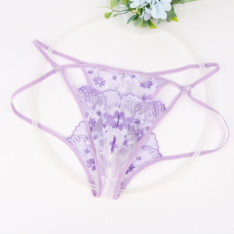 Men's NT37 Embroidered Macaron Color Violet String Men's Thong Breathable Sexy Low-Waist Underwear Men's NT37 Embroidered Macaron Color Violet String Men's Thong Breathable Sexy Low-Waist Underwear