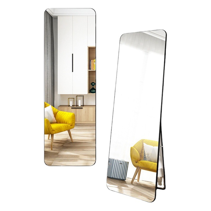 Mirror full-length mirror floor aluminum alloy full-length mirror home fitting mirror wall-mounted rounded mirror large full-length mirror wholesale
