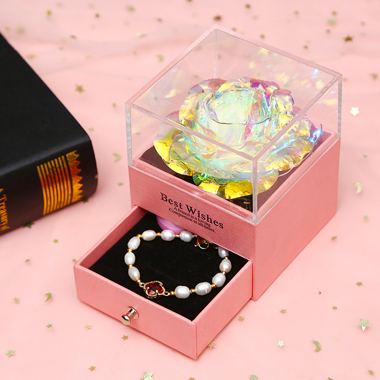 Colorido oro rosa collar joyería caja de regalo del Día de San Valentín perla cristal pulsera traje Amazon nuevo