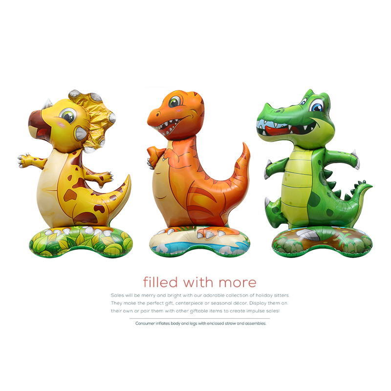 Decoración de ventana fiesta foto globo de gran tamaño 4D tridimensional de pie dinosaurio cocodrilo selva animal globo de dibujos animados