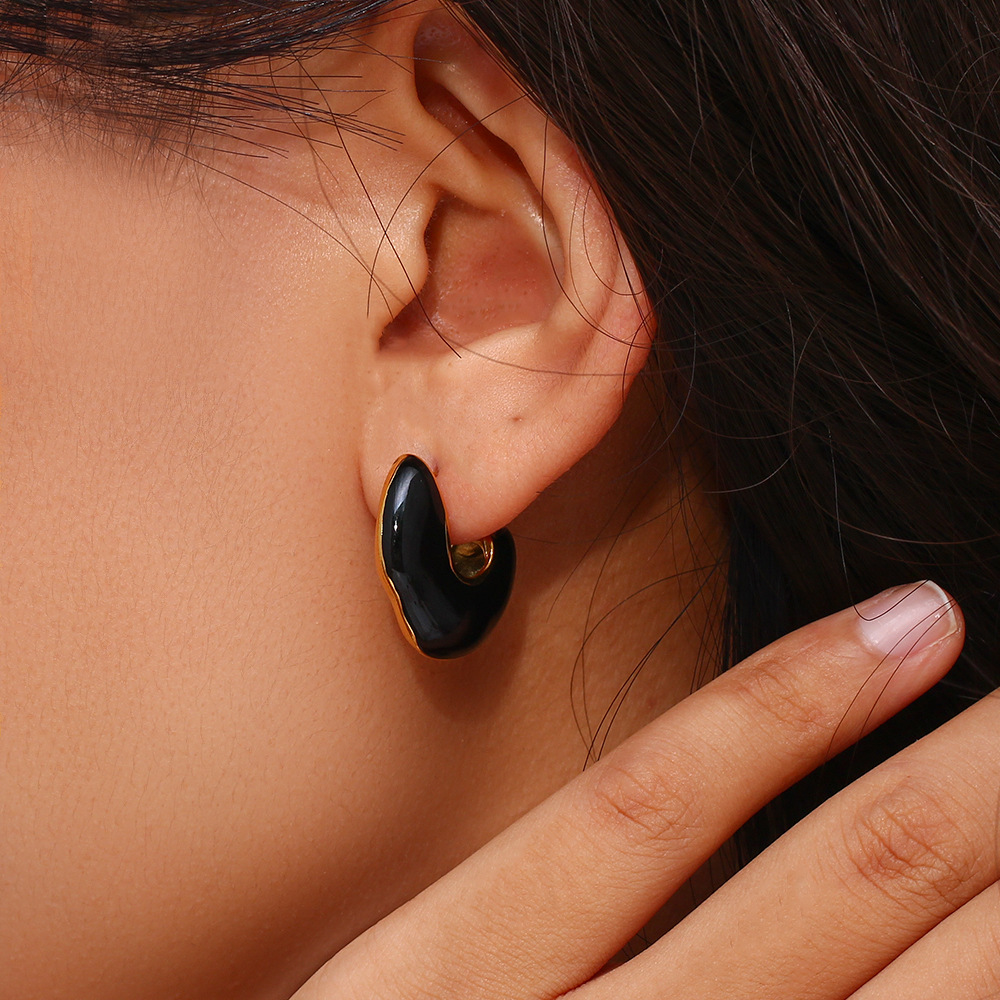 Fashion Geometric Stainless Steel Enamel Earrings 1 Pair