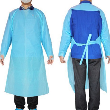 厂家批发蓝色防尘隔离服一次性聚乙烯PE隔离衣一次性防粉尘亚马逊