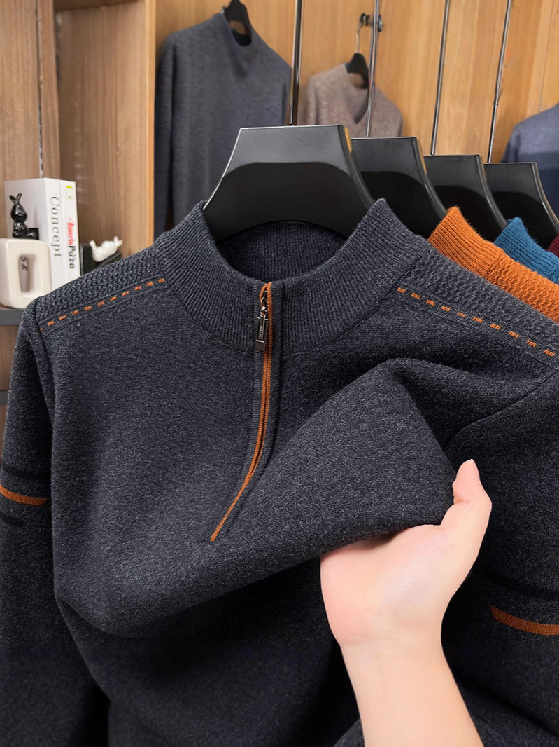 winter warm knitted sweater with zipper