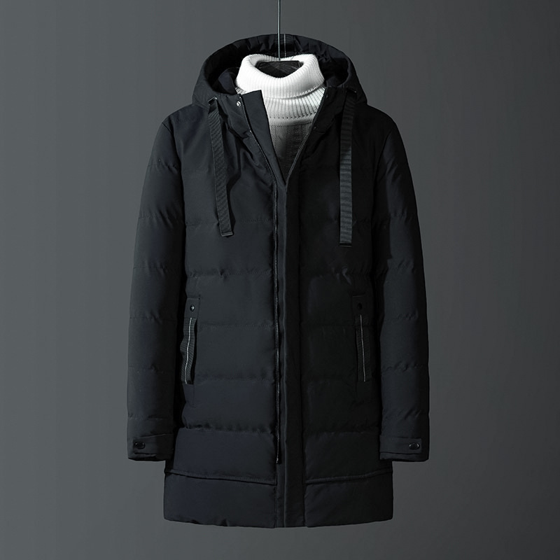 Hooded Thickened Cotton-padded Men's Medium And Long Cotton-padded Jacket Men's Large_viptrois.com