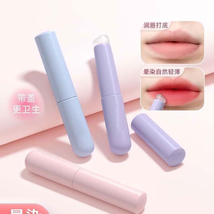 Cepillo de labios de silicona labio barro lápiz labial cepillo labio cepillo de cabeza redonda labio cepillo especial con tapa corrector cepillo cabeza portátil mareo palo