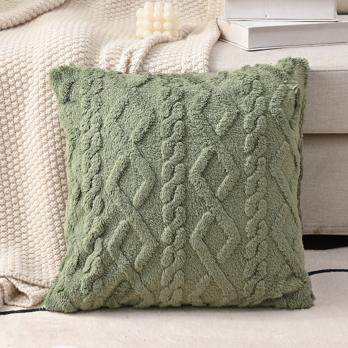 Funda de respaldo para sofá de una cara, venta caliente transfronteriza, cómoda, moderna y simple, diseño de trenza torcida (jacquard), sin relleno.