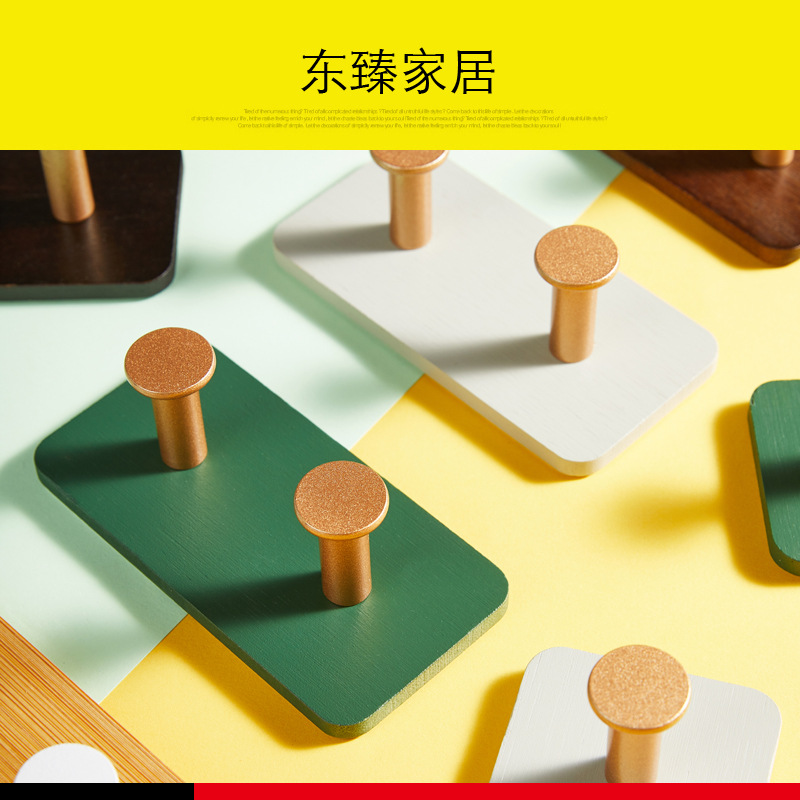 Fábrica al por mayor nórdica creativa ropa de madera sólida gancho ponche libre de bambú cocina y baño ropa de entrada sombrero fuerte gancho pegajoso gancho