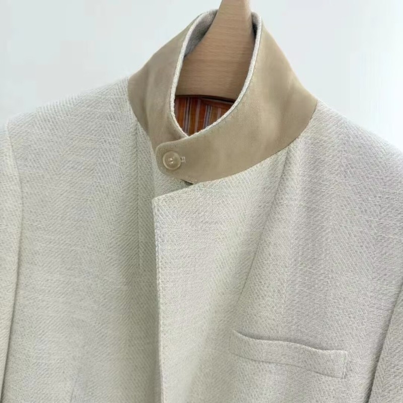 YMG010403绝世佳品/人字纹进口亚麻棉西装/试穿S码衣长69|undefined