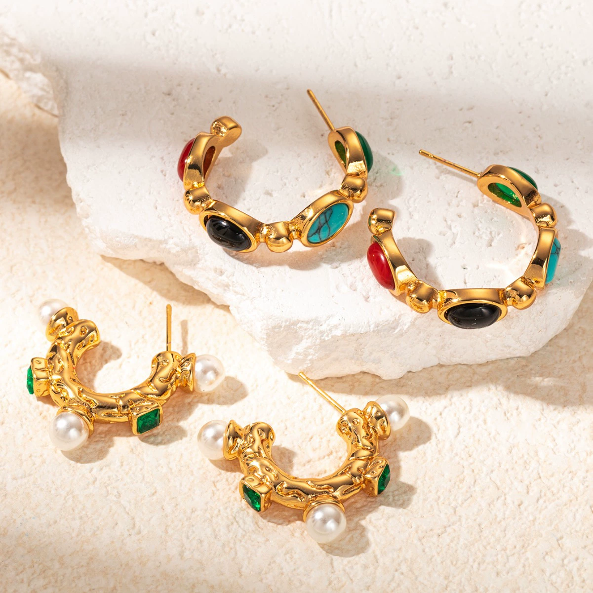 Новый изысканный дикий цвет яркие каменные серьги ниши не выцветает