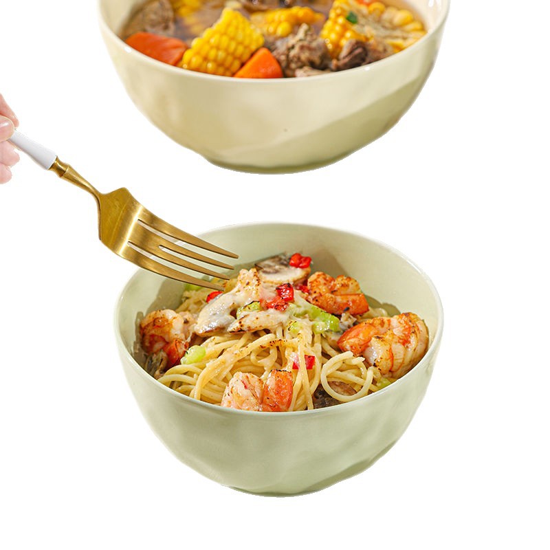 Tazón de fideos de cerámica de viento crema doméstico 2024 nuevo tazón de fideos Ramen Tazón de fideos de alto valor facial Tazón de fideos de sopa Tazón