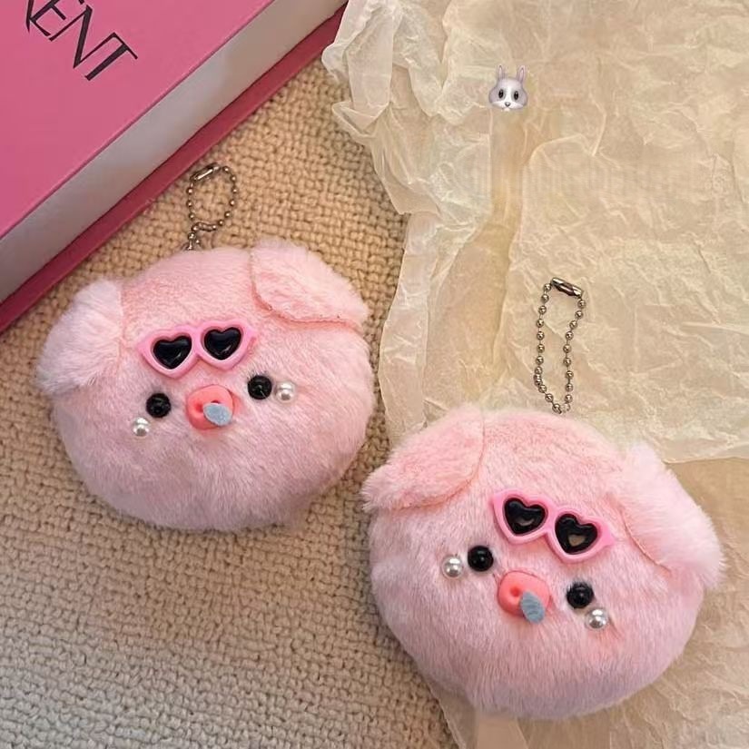 Nuevos muñecos rojos y azules gafas de sol bolsas de cabeza de cerdo bolsas colgantes de peluche llaveros muñecas muñecas regalo amigos