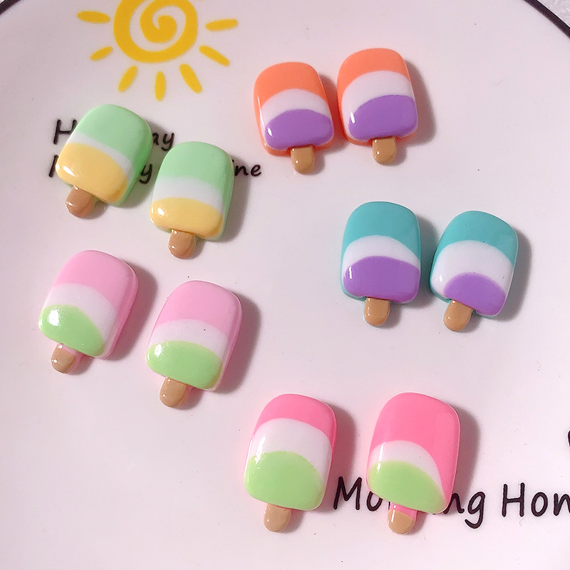 Nuevo macaron helado barra de hielo accesorios de resina de hielo DIY accesorios para el cabello caja de teléfono móvil llaverillo material de hebilla de zapatos parches