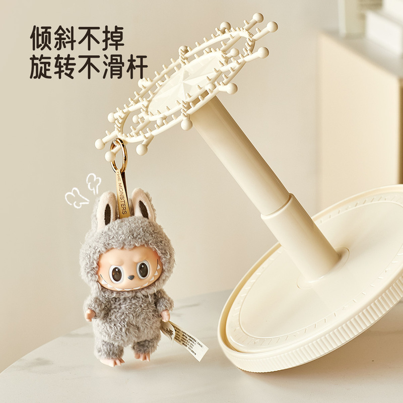 旋转盲盒展示架挂式收纳泡泡玛特手办防尘罩桌面玩偶摆件置物架|undefined