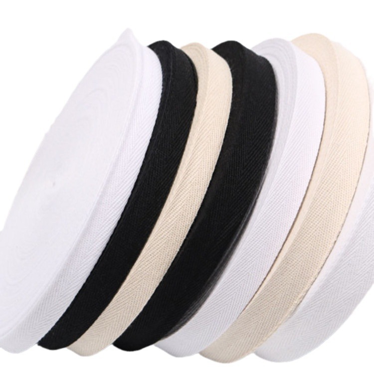 Herringbone con patrón de correa de algodón de Xinjiang cinta de tela de encaje con tela de algodón borde de la tira cubierta pulgada con tela de tira blanco y negro suministro directo de fábrica