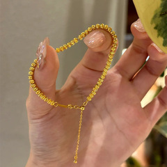ティ奇純銀S925老銭風猫眼豆ブレスレット女性高級感車花珠紅書金白手飾り