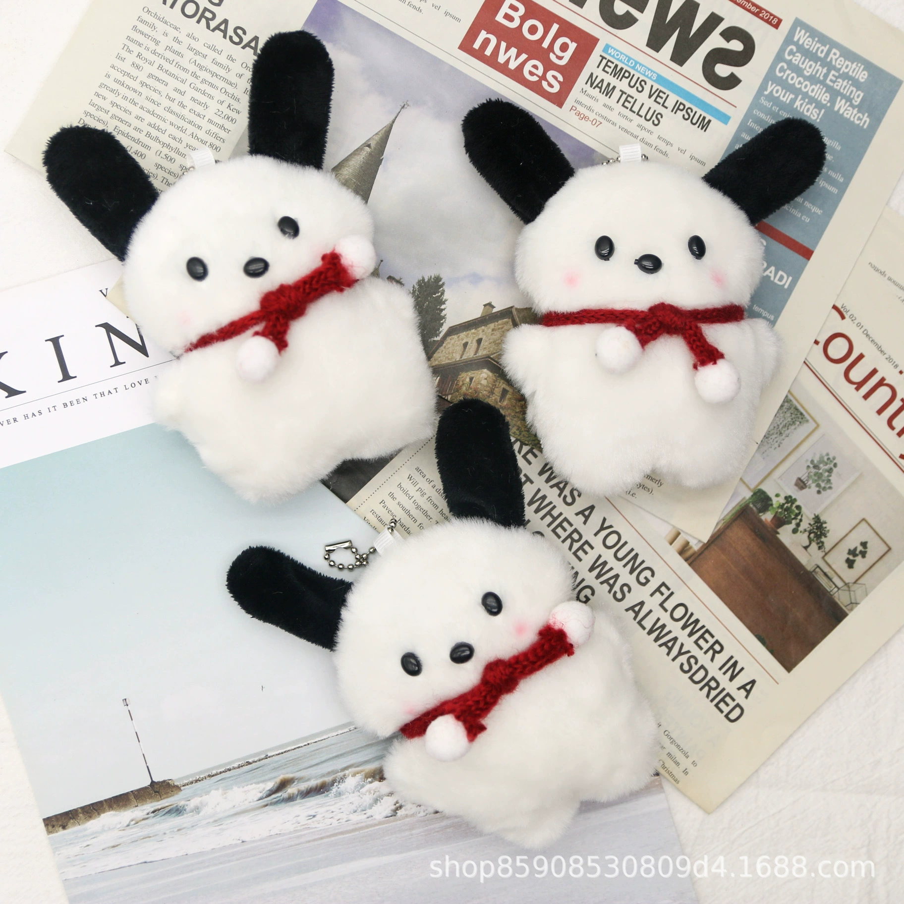 Плюшевая игрушка-собака Пача, черно-белая, милая, подвеска для сумки, брелок, маленький подарок для девочек, мультяшный дизайн