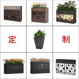 户外不锈钢花箱铁艺围栏商业街广场隔断移动种植花槽街道外摆花坛