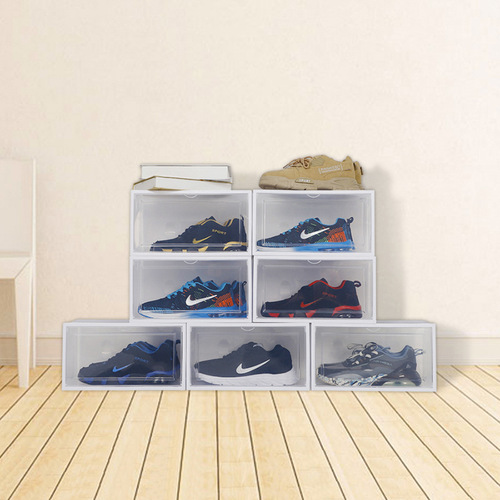 New transparent shoe box pp plastic dustproof display shoe box stacking shoe rack dustproof storage box with lid transparent wholesale