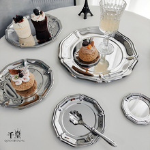 ins欧式婚庆蛋糕糖果点心盘轻奢高级感水果香薰金属盘子零食拖盘