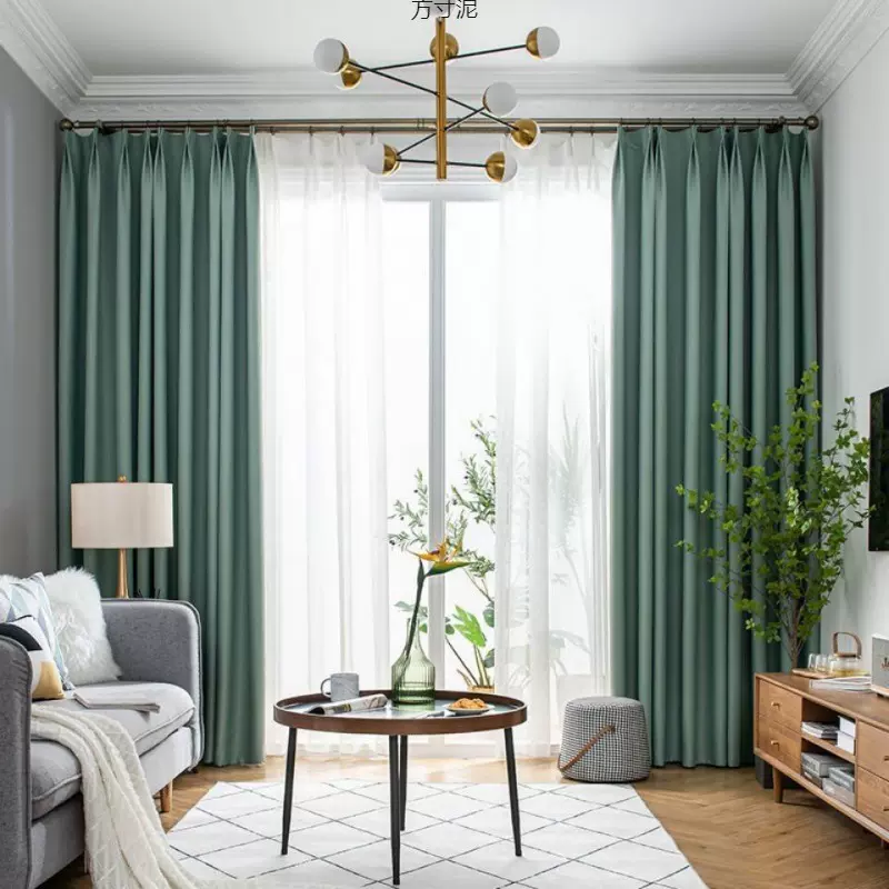 简约色小窗户窗帘成品遮光打孔挂钩式卧室飘窗平面窗短帘一件批发