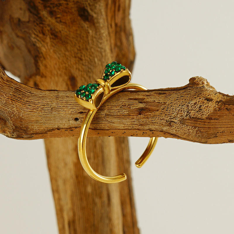 Diseño original con incrustaciones de circón arco anillo 2023 nuevo nicho temperamento anillo abierto ajustable anillo