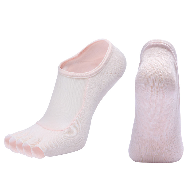 Calcetines de Yoga de Cinco Dedos para Mujer de Algodón, Antideslizante, Absorbente de Sudor, para Yoga