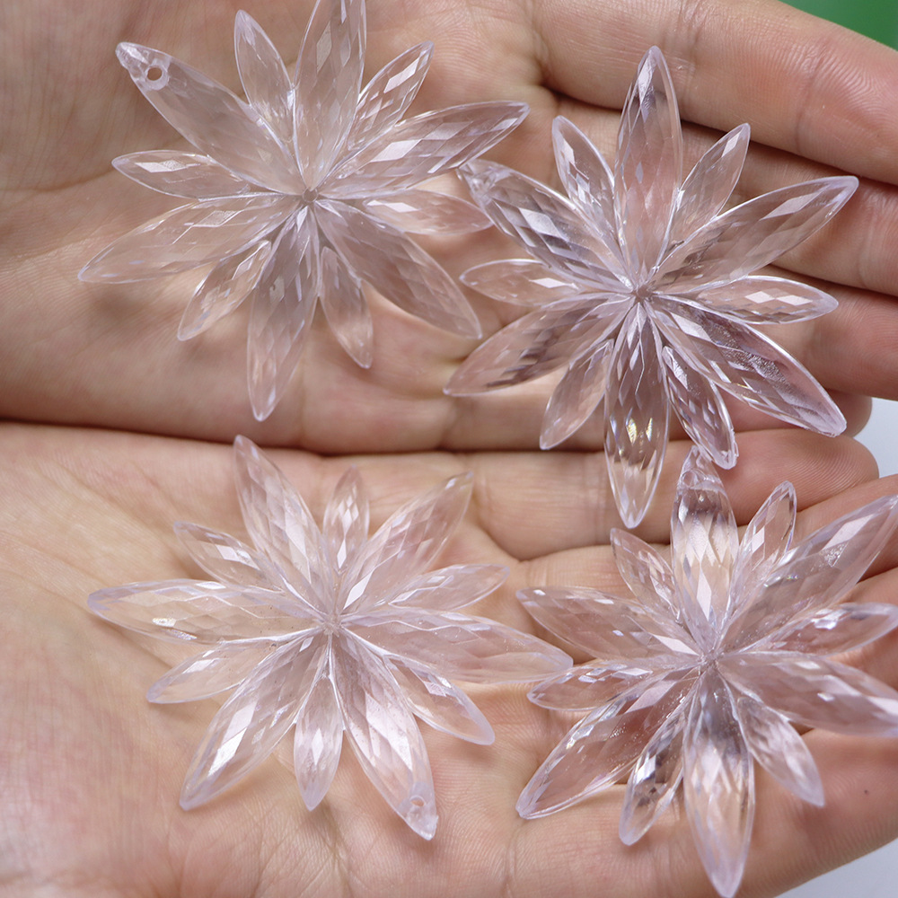 塑料雪花圣诞树装饰场景布置配件亚克力仿水晶雪花片吊坠DIY配饰