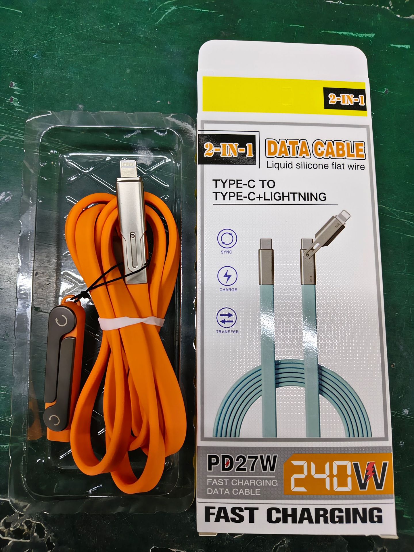 Adaptador naranja + cable de silicona 2 en 1