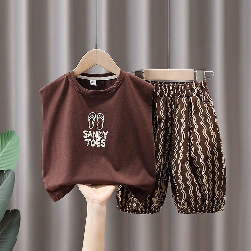 3527 ropa de verano para niños traje de niños verano 2023 nuevos niños chaleco sin mangas para Bebés Ropa exterior traje de dos piezas