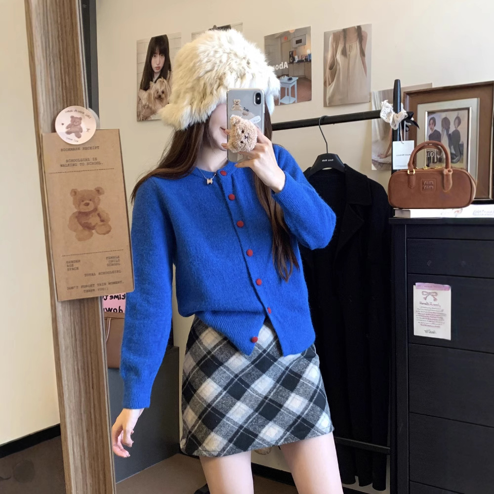 2025 primavera nueva reducción de envejecimiento suelta suave pegajosa con cardigan de punto de mujer suéter de aire suave blusa de adelgazamiento image 4