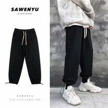 2025秋季休闲裤男韩版潮流宽松青少年束脚港风潮牌纯色休闲运动卫