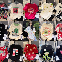 女性用半袖Tシャツ、露店卸売、夏の新作ボトムストップス、斤単位で混合ロットをサポート、メーカーから直接供給