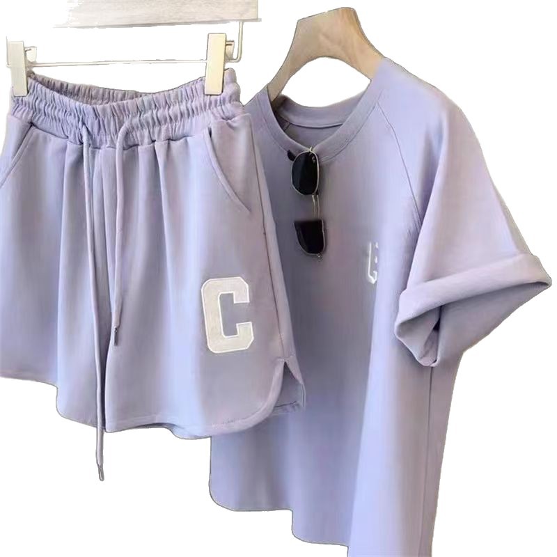 Women's Summer Sports Shorts Two Piece Set Casual Loose Fit Student Style Clothing_ecoleips.com
