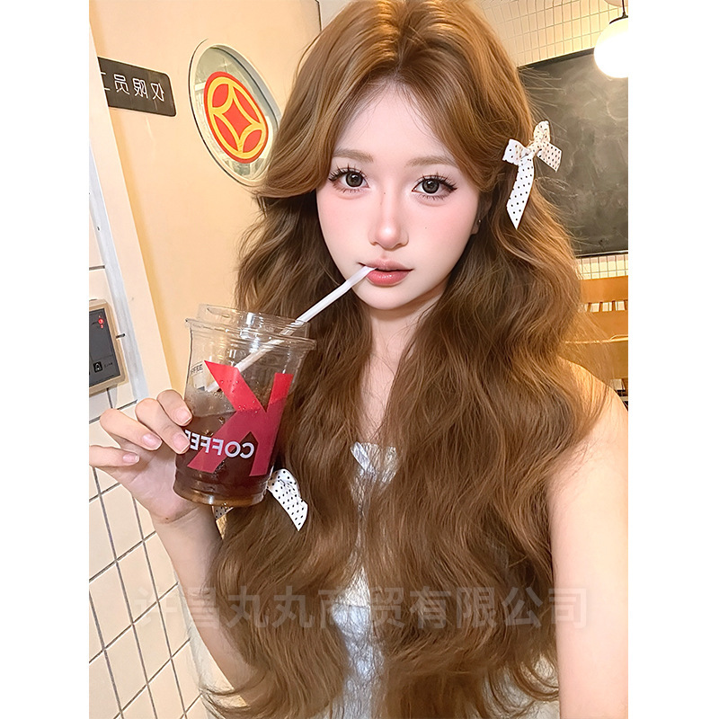 Marubeno Wig Women's Daily Cyber Celebrity New One-word Lace Realistic Fetal Hair Bangs Wool Roll Natural Full Head Cover