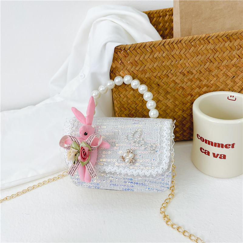 Bolso de La Perla de los niños 2023 nuevo lentejuelas pequeño bolso cuadrado moda lindo niñas bolsa decorativa bandolera