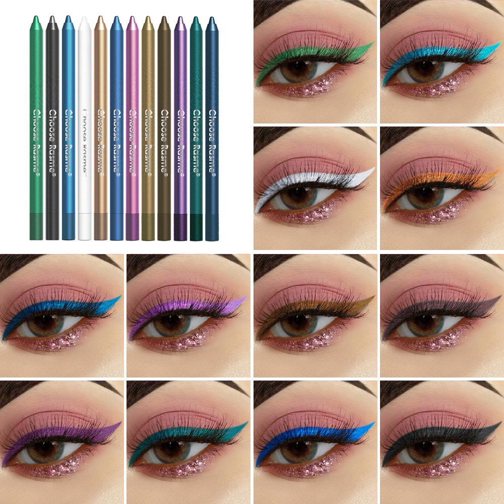 special supply full English 12 color eye shadow eyeliner foam pen color pearlescent eyeliner gel pen_voghion.com