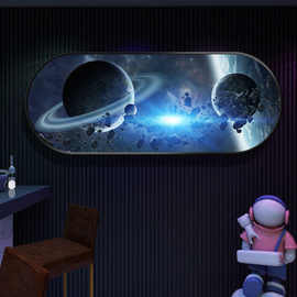 3D立体宇宙星空挂画清吧酒吧KTV墙面led灯发光装饰画太空月球壁画