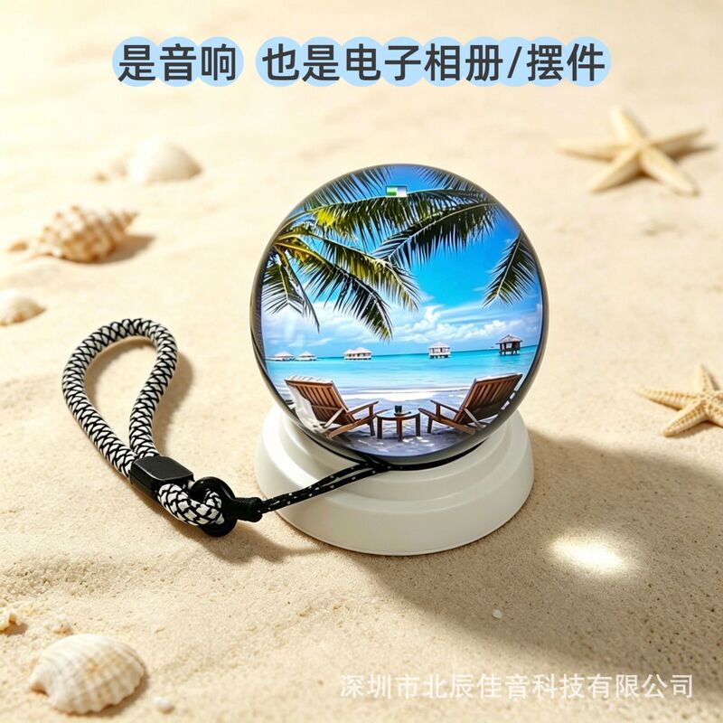 Cross-Border 3D Crystal Ball Bluetooth Speaker Creative Electronic Cheering Ball Video Player Desktop Ornament Christmas Gift