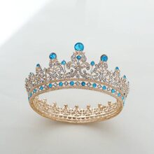 跨境轻奢水晶皇冠新娘婚纱礼服跟妆配饰儿童公主生日走秀表演王冠